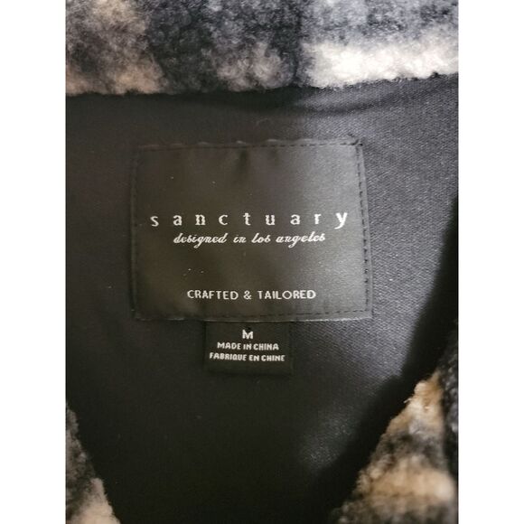 Sanctuary Toffee Plaid Faux Fur Jacket Long Sleeves Front Pockets Zipper Womens - Picture 4 of 8